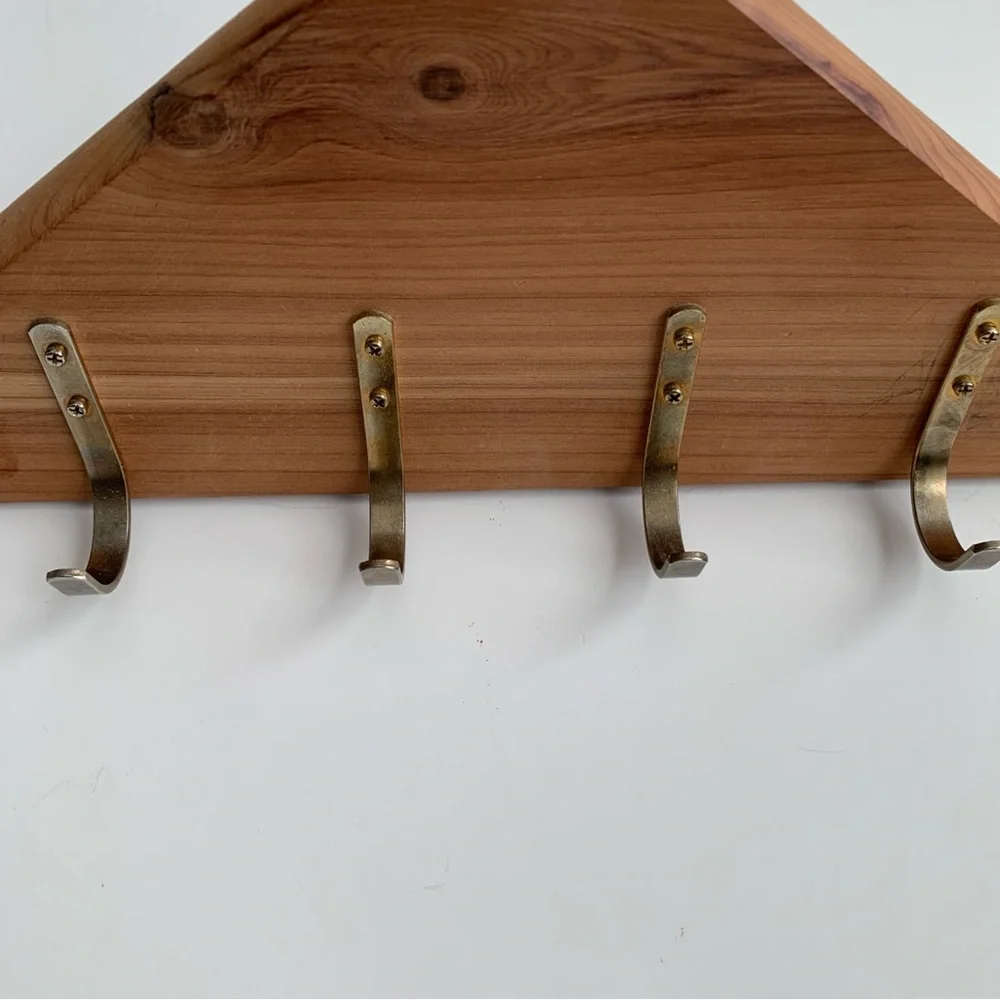 WOODLORE Wooden Cedar Tie and Belt Hanger Closet Organizer Brass Hooks and Pegs
